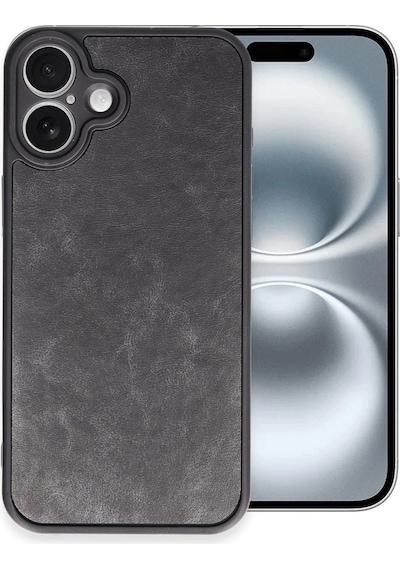 Mey İthalat Apple Uyumlu iPhone 16 Plus Kılıf Aras Deri Kapak - Siyah