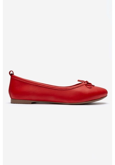 Luvi Shoes 01 Kırmızı Cilt Hakiki Deri Kadın Babet Ayakkabı