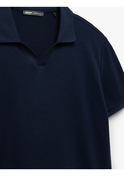 Koton Dokulu Regular Fit Kısa Kollu V Yaka Polo Tişört Lacivert 5sam10030mk Lacivert