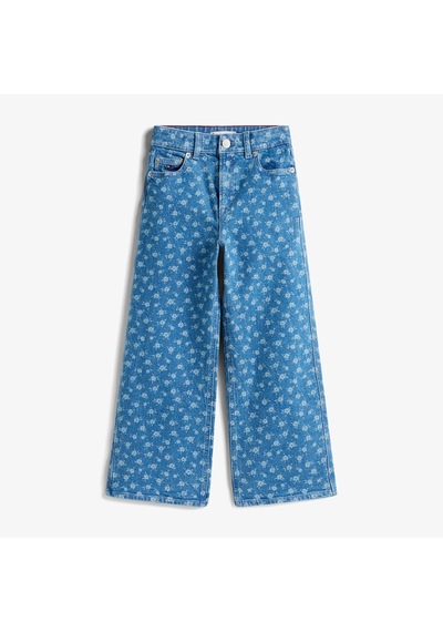 Tommy Hilfiger Mabel Wide Leg Flower Aop Jeans Çocuk Mavi Pantolon Kg0kg08960 Mavi