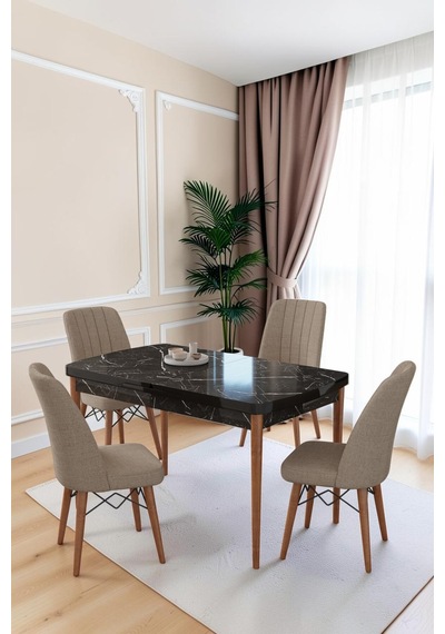 80x170cm Mutfak Masası Takımı 4 Kişilik Açılır Masa Sandalye Takımı -yemek Odası-mdf Siyah Mermer - Cappucino 80x170cm Mutfak Masası Takımı 4 Kişilik Açılır Masa Sandalye Takımı -yemek Odası-mdf Siyah Mermer - Cappucino