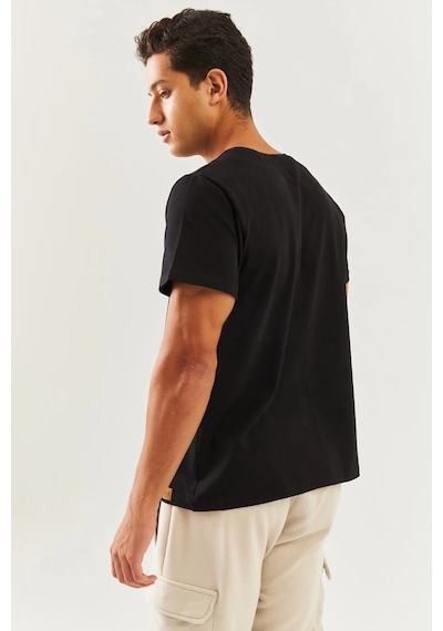 Erkek Oversize Rahat %100 Pamuklu Penye Bisiklet Yaka Kısa Kol Basic T-shirt Classic Collection Siyah