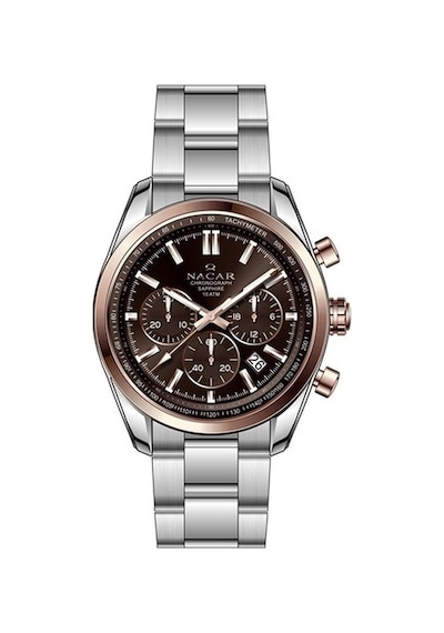 Nacar Nc34-290713-ekm Quartz Çelik Gri Kahverengi Kadran 44 Mm Erkek Kol Saati