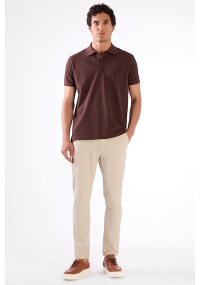 Dufy Kahve Düz Erkek T-shirt - Slim Fit Kahve