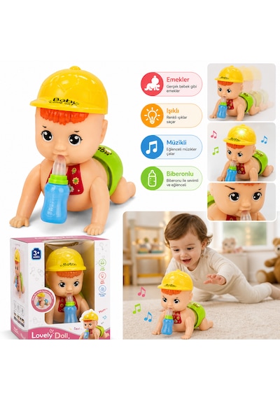 Lovely Doll Emekleyen Biberonlu Bebek Oyuncak Işıklı & Müzikli Eğlenceli Oyuncak 3+ Yaş 001