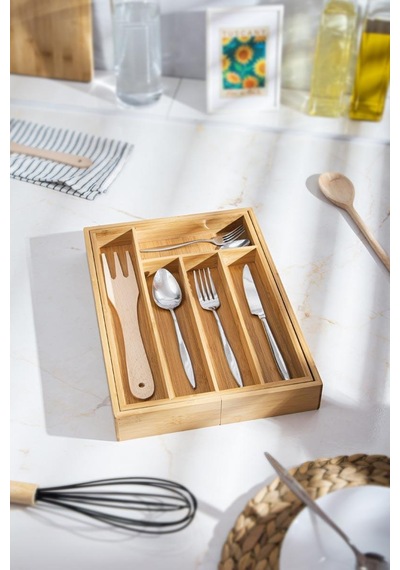 Bambu Ayarlanabilir Çekmece İçi Kaşıklık - Çekmece İçi Organizer