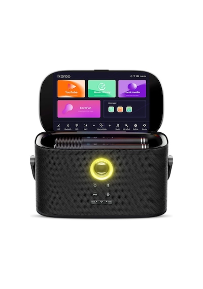 Ikarao Partybox Shell S2 140w Karaoke Bluetooth Hoparlör Seti, 8" Dahili Tablet, 2 Kablosuz Mikrofon