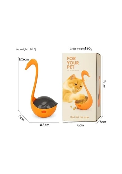 Zenviya21 Kuğu Şeklinde Lazerli Ve Mama Hazneli Kedi Oyuncağı Zenya785