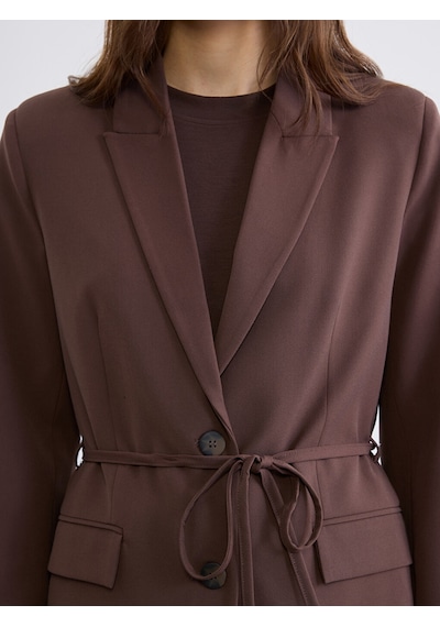 Lcw Everyday Kahverengi Beli Kuşaklı Kadın Blazer Ceket