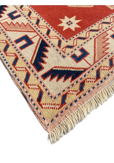 El Dokuma Eskitme Milas Halısı 130x190 Vintage Krem Yün Halı KREM