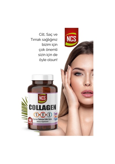 90 Tablet Hidrolize Collagen Kolajen Type Tip 1-2-3 Hyaluronic Acid Vitamin C L-glutatyon