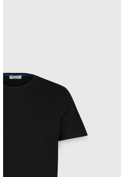 AC&Co / Altınyıldız Classics Erkek Sıyah Slim Fit Dar Kesim Bisiklet Yaka Desenli Tişört Siyah