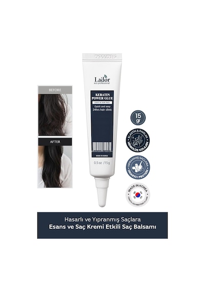 Lador Yoğunlaştırılmış Keratin İçeren Onarıcı Saç Kremi LADOR Keratin Power Glue 15g