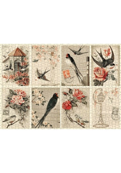 Nova 1000 Parça Kuşlar Ve Çiçekler Kolaj Puzzle - Jodielee