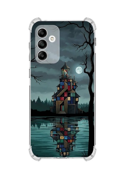 Printify Samsung Galaxy M13 İle Uyumlu Simya Serisi Gölge Ve Cam Tasarımlı Uv Baskılı Köşe Korumalı Antişok Kılıf Şeffaf