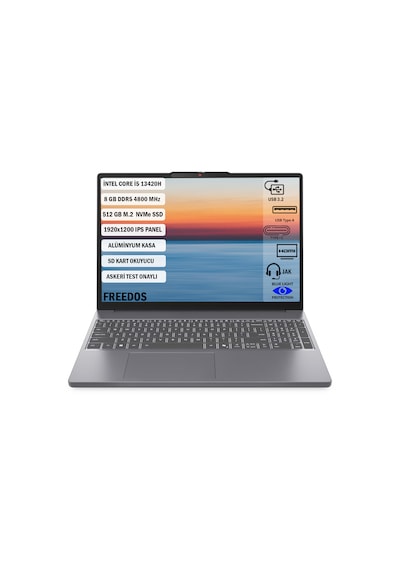Lenovo IdeaPad Slim 3 15IRH10 83K1004ETR i5-13420H 8 GB 512 GB SSD 15.3" Dos Dizüstü Bilgisayar