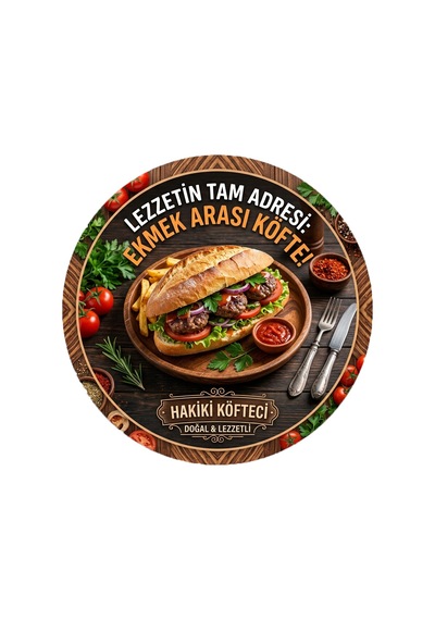 Mayeka Ekmek Arası Köfte Temalı Büfeler Cafeler Köfteciler İçin Ahşap Duvar Kapı Dekoratif Süs Tablo 12
