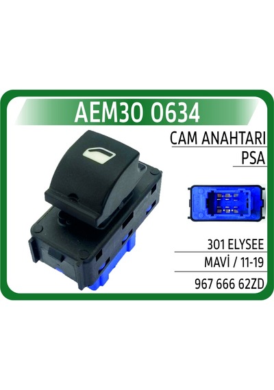 Aem Cam Anahtarı 301 Elysee Mavi / 11-19 Aem30 0634 96766662zd