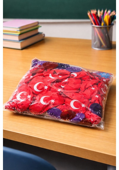100 Lü Adet Bayrak Balon Türk Bayraklı Kırmızı Baskılı Balon 23 Nisan 19 Mayıs 29 Ekim 10 Kasım