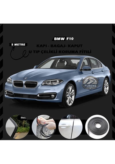 Bmw F10 Oto Araç Kapı Koruma Fitili 5metre Parlak Siyah Renk