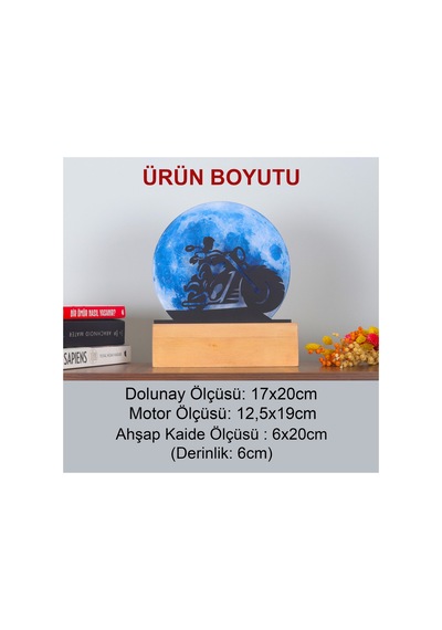 Işıklı Pleksi Dolunay Kişiselleştirilebilir Dekoratif Biblo Zora Motor Anahtar Askılığı Mavi - 740323855 Mavi