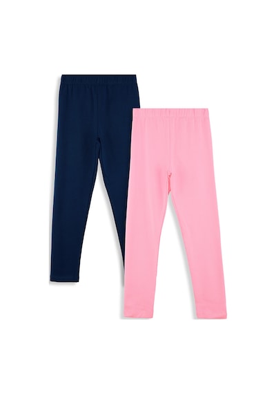 Denokids Lacivert Ve Pembe Kız C Ocuk 2'li Paket Tayt Renkli