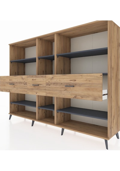 Hyperion Dolap 9 Raflı 3 Çekmeceli 220x44x163 Çam-antrasit/çam Antrasıt/atlas Çam - Atlas Çam Hyperion Dolap 9 Raflı 3 Çekmeceli 220x44x163 Çam-antrasit/çam Antrasıt/atlas Çam - Atlas Çam