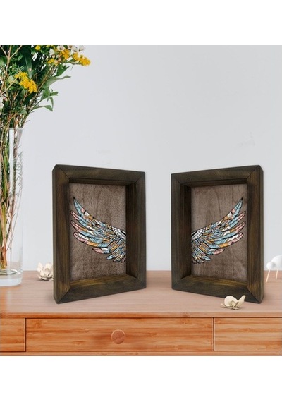 Bk Gift Dekoratif 2'Li Doğal Masif Ahşap Çerçeve 15X20Cm-69