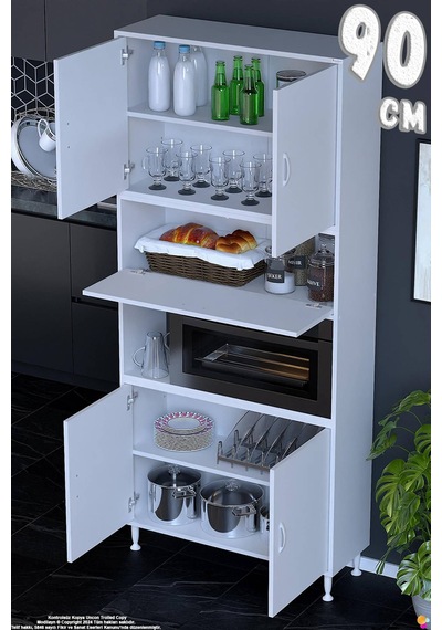 Işıl 90 Cm Mikrodalga/fırın Dolabı Kapaklı Orta Bölmeli Çok Amaçlı Kiler Banyo Dolabı 90x213x32 Cm Beyaz Işıl 90 Cm Mikrodalga/fırın Dolabı Kapaklı Orta Bölmeli Çok Amaçlı Kiler Banyo Dolabı 90x213x32 Cm Beyaz