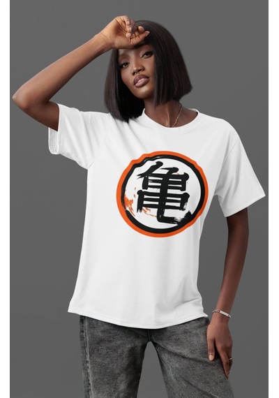 Son Goku Dragon Ball Anime Karakteri Ön Baskılı Unisex Oversize T Beyaz