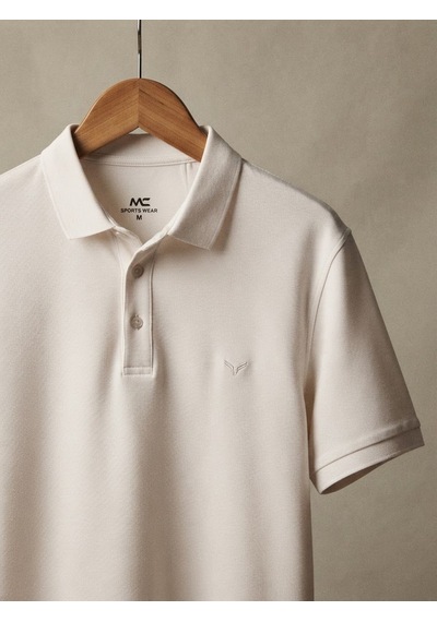 Maccali Erkek Beyaz İthal Dokulu Basic Polo Yaka Tişört