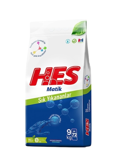 Hes Matik Toz Çamaşır Deterjanı 9kg Sık Yıkananlar 72 Yıkama