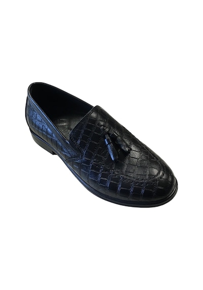 Rks Shoes Erkek Çocuk Kroko Desenli Püsküllü Siyah Loafer Ayakkabı