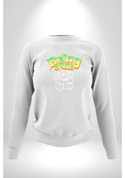 Beyin Gülüşü Unisex Beyaz Sweatshirt Beyaz