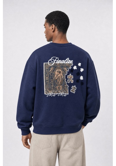 Respire Erkek Finalize Patch Detaylı Oversize Sweatshirt Lacivert