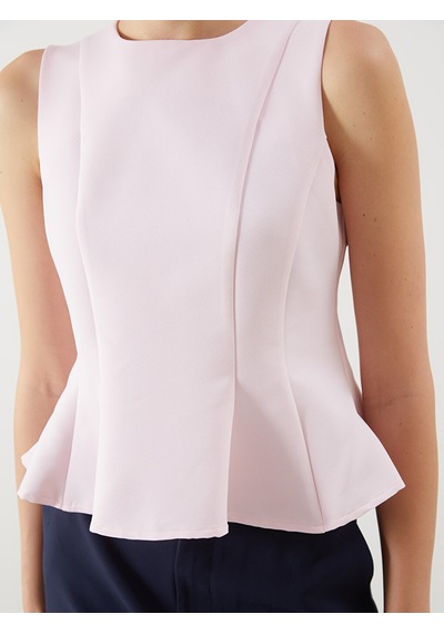 Lcw Vision Pembe Bisiklet Yaka Peplum Bluz