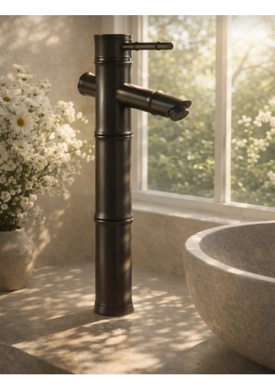 Eshome Siyah Lavabo Bataryası Çanak Lavabo Uyumlu Pirinç Gövde Mat Siyah Modern Banyo Musluğu