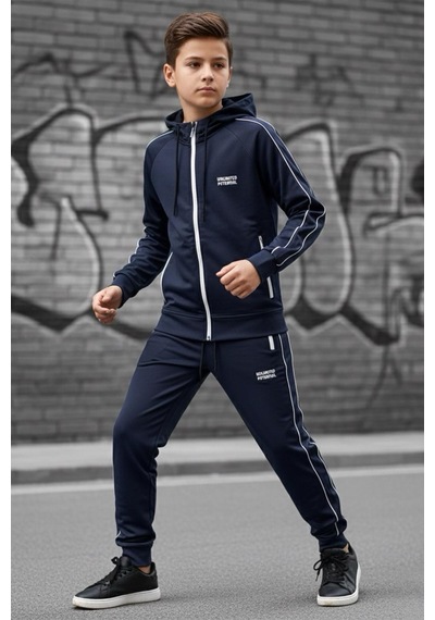 Dalgıç Kumaş Unisex Çocuk Eşofman Takımı Unlimited Potential Esf1725y Lacivert