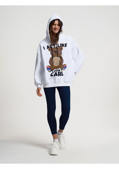 Oversize Kadın Sweatshirt Beyaz