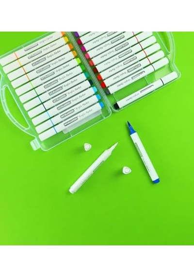 24 Renk Akrilik Marker Kalem Seti 124-Pembe