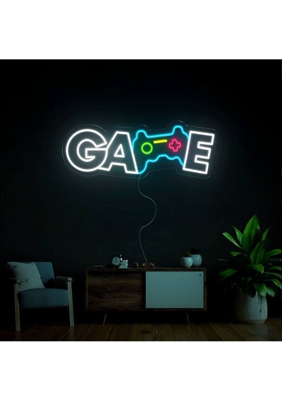 Game Yazılı Ve Şekilli Neon Tabela Çok Renkli