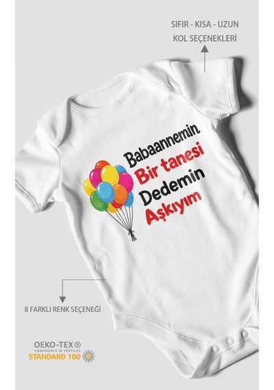 Morivokids Babaanneye Ve Dedeye Özel Kısa Kollu Bebek Body %100 Pamuk Zbn161-kk Beyaz