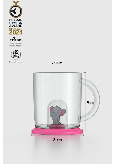 Renga Joy Fil Figürlü 250 Ml Kulplu Tritan Bardak 222053 Pembe Pembe