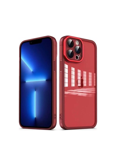 Apple Uyumlu iPhone 13 Pro Kılıf Kamera Korumalı Transparan Zore Post Kapak Kırmızı