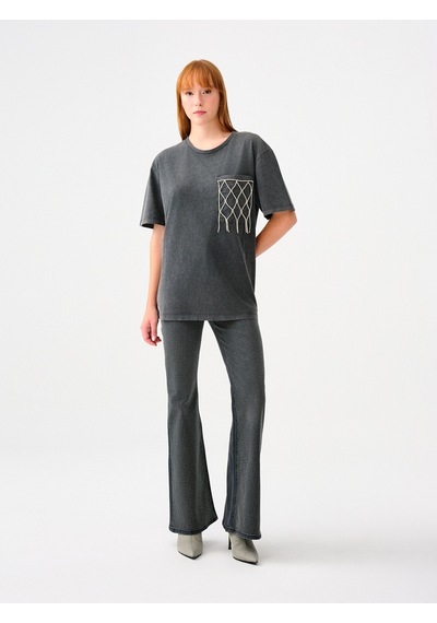 Regular Fit Kadın Tshirt K.kol Antrasit