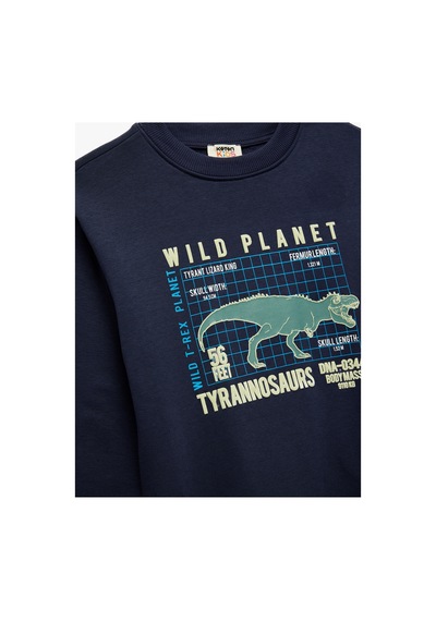 Koton Erkek Çocuk Dinozor Baskılı Şardonlu Uzun Kollu Bisiklet Yaka Sweatshirt Lacivert Koton Erkek Çocuk Dinozor Baskılı Şardonlu Uzun Kollu Bisiklet Yaka Sweatshirt Lacivert
