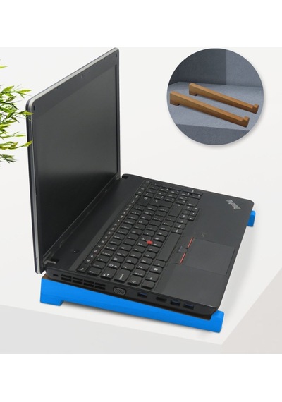 Bk Gift Taşınabilir Ahşap Mavi Notebook Laptop Standı
