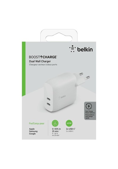 Belkin Çift 20w Usb-c Pd Duvar Şarj Cihazı 40w