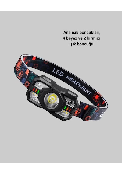 Şarj Edilebilir Led Far Hareket Sensörlü 5 Modlu Outdoor Yeni Nesil Belirtilmemiş