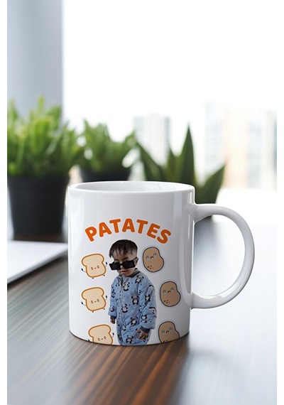 Halilişko Patates Baskılı Bardak Beyaz